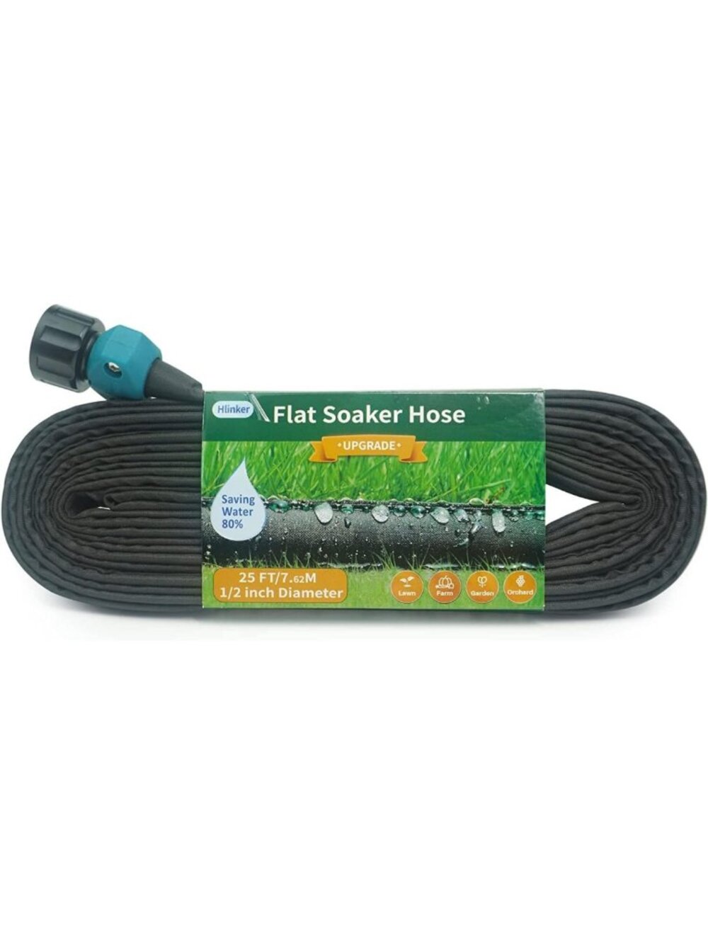 25FT Flat Soaker Hose for Garden Beds - Leakproof Drip Irrigation, Water-Saving